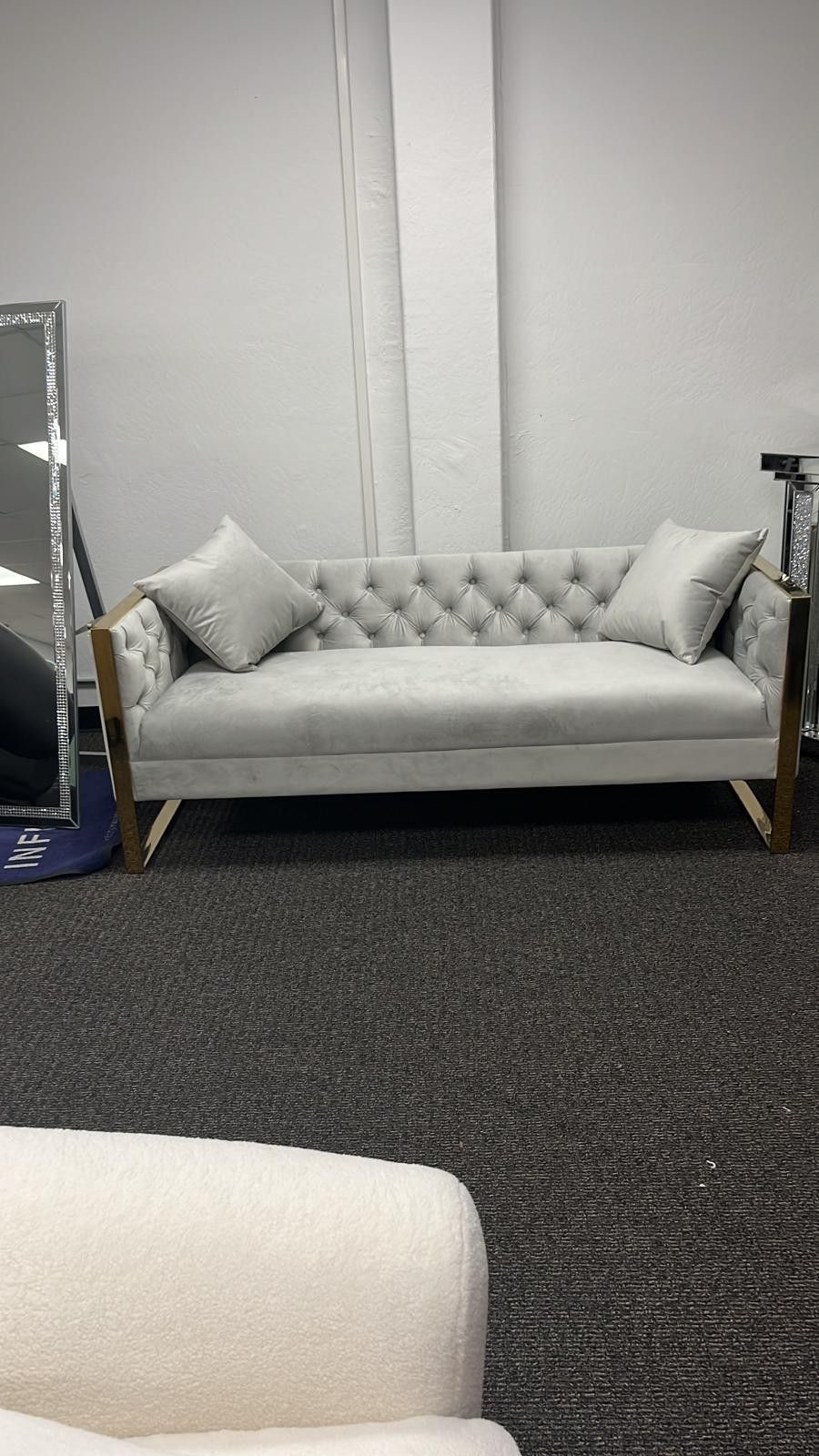 Eastbrook Grey 2-Piece Velvet Upholstered Tufted Sofa Set$10 Down Payment And Financing Available