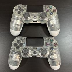 2 Crystal Clear DualShock 4 Wireless Controllers for Sony PlayStation 4 PS4