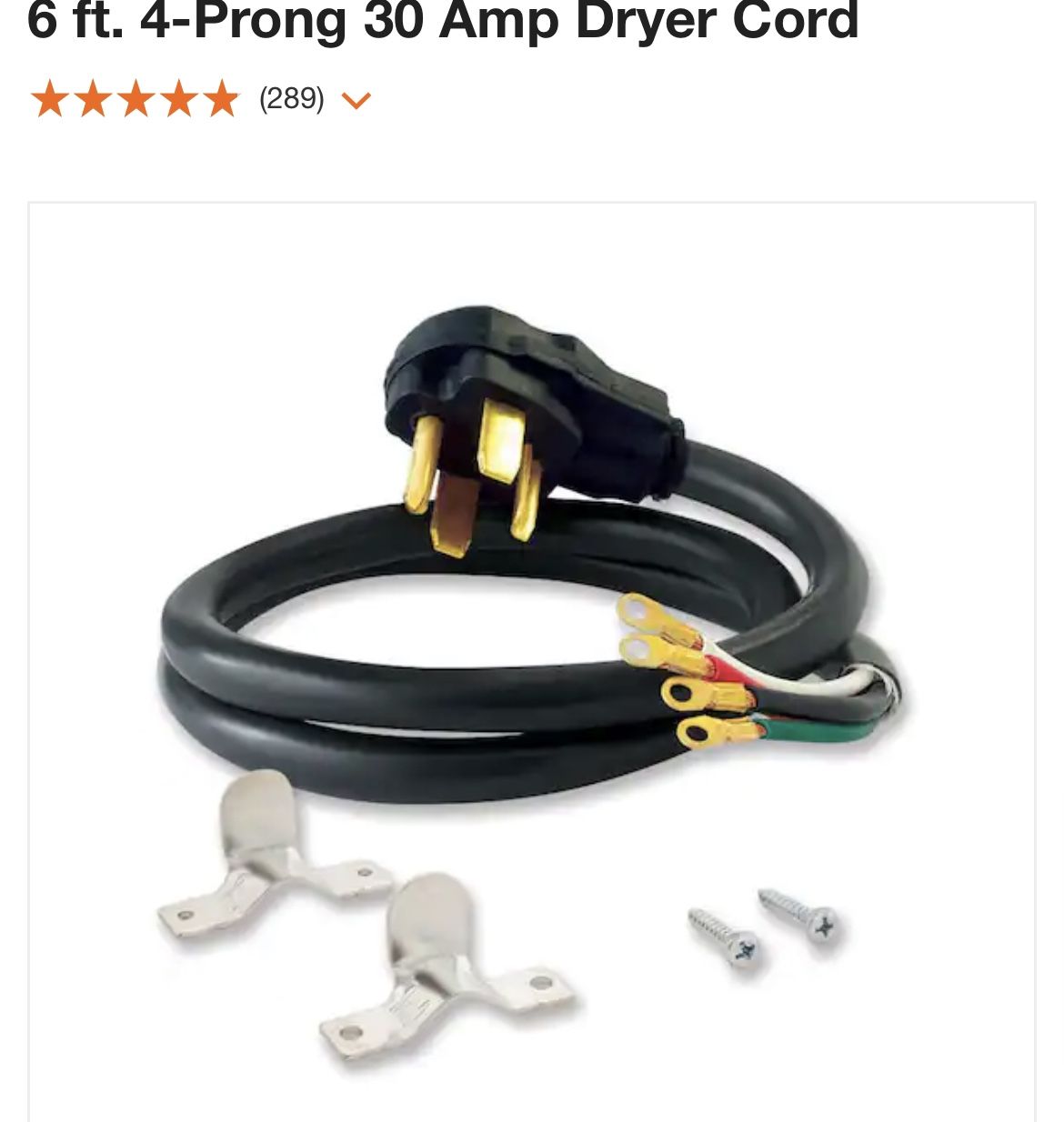 4ft Dryer Cord