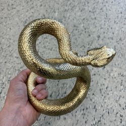 Gold Table Snake Serpent Rattlesnake Cobra Statue. Not Metal Or Wood, Probably A Solid Resin. Buy 1 Or Pair.  Cool!
