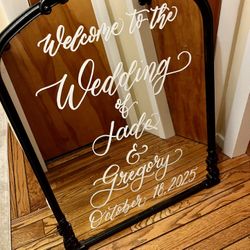 Welcome Mirror/Sign and Easel