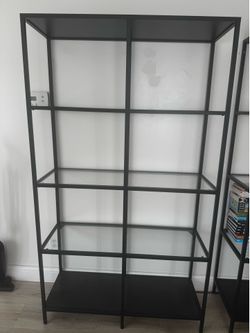 VITTSJÖ Shelf unit, black-brown/glass IKEA