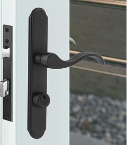 ReigaHood US Flat Slot Storm Door Handle Complete Set Fits For Larson And Wright Screen Door Hardware, 2-1/2" Handle PZ, 7/8" Backset, 7-1/4" Trimplat