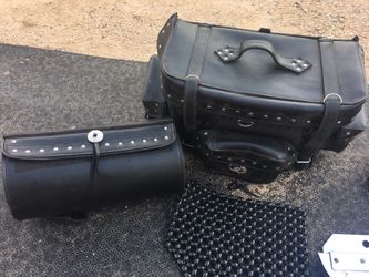 Random motorcycle stuff luggage seat brake pads parts