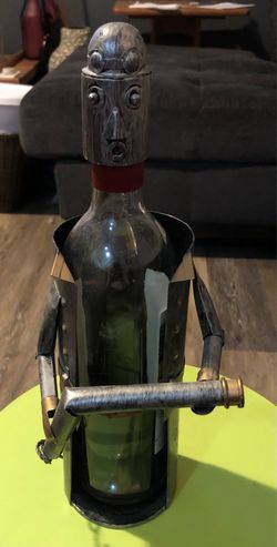 Metal Firefighter Wine Holder