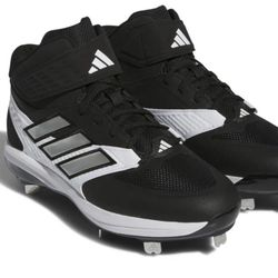 NEW Adidas ICON 8 Mid Metal Baseball Cleats Black White IG7113 Men’s Size 13.5
