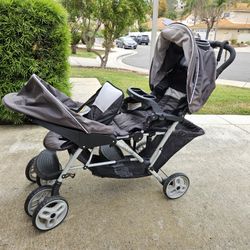 Graco Double Stroller and Evenflo Car Seat