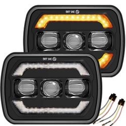 Sinoparcel Upgraded 5x7 7x6 Headlights with DRL/Turn H6054, Black 