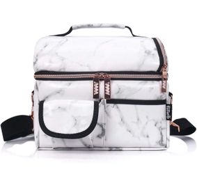 8L Insulated Lunch Bags Double Compartment Lunch Tote Leakproof Lunch Cooler Bag with Adjustable Shoulder Strap Freezable Meal Prep Bag for Women - Me