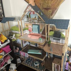 Wooden barbie doll house 