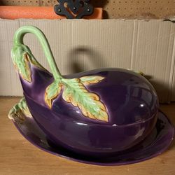 Vintage Fitz Floyd Eggplant Tureen& Platter