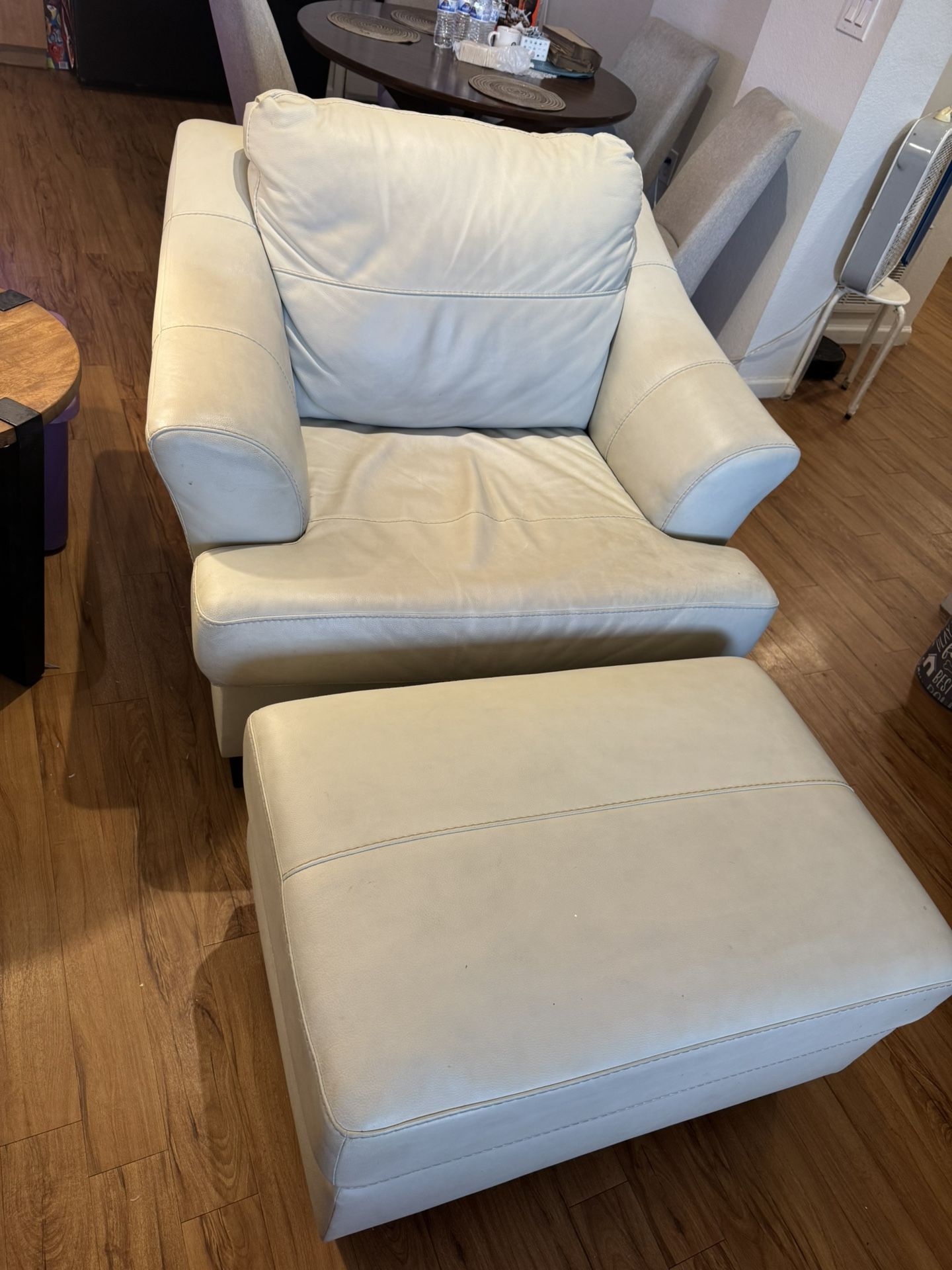 Ashley Leather Loveseat, Chair, Ottoman