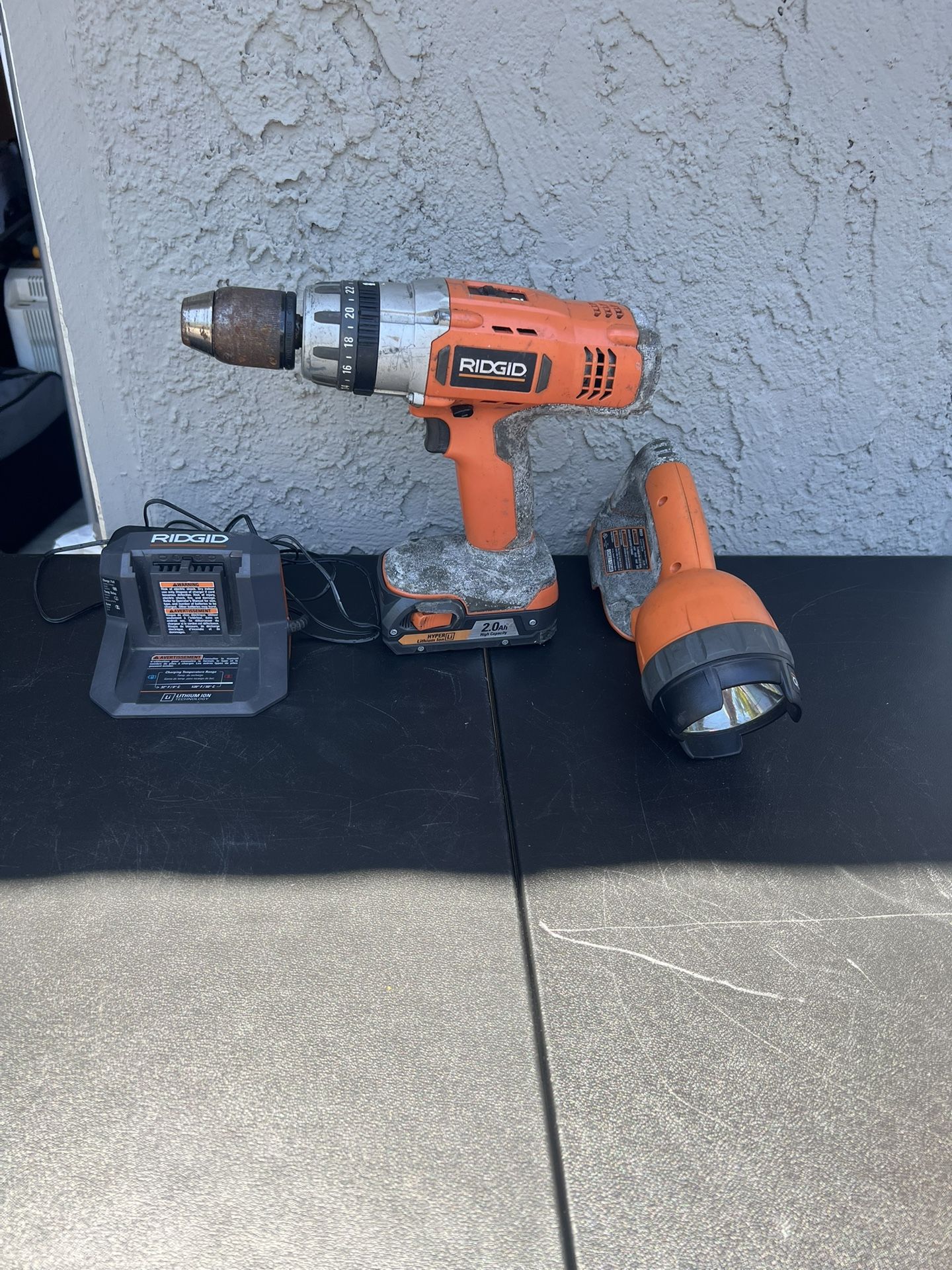 Rigid Drill And Flashlight Comes With Battery And Charger