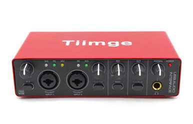 Tiimge USB Audio Interface 2 Input 192kHz 48V Phantom Power Loopback Red