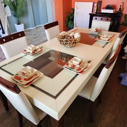 7pc Sofia Vergara Savona Ivory Rectangle dining room set