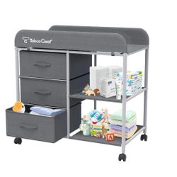 TALECO Gear Portable Changing Table with Storage, Diaper Changing Station, Waterproof Pad, 3 Storage Baskets, Mobile Nursery Organizer for Newborn Ess
