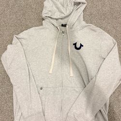 TRUE RELIGION LIGHT GRAY ZIP UP