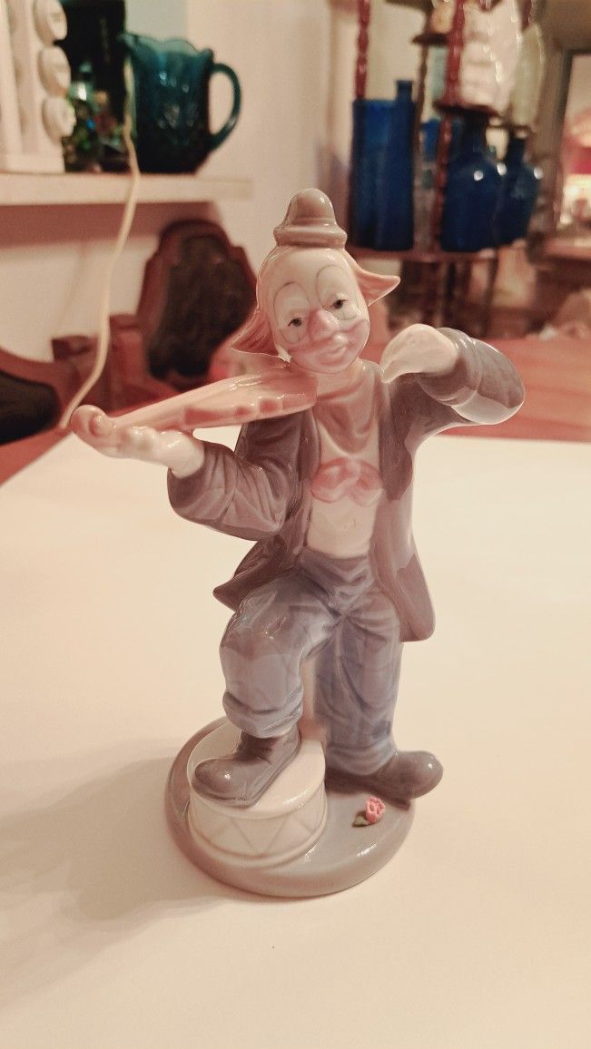Paul Sebastián Lladro Style Glazed Porcelain Clown Violin Player 1992 Made In Mexico 8" Tall In Mint Condition
