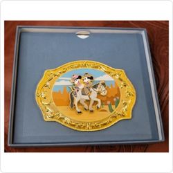 ​🤠 Limited Edition Loungefly Disney Western Mickey & Minnie Belt Buckle Enamel Pin ​Rare Cowboy Collector