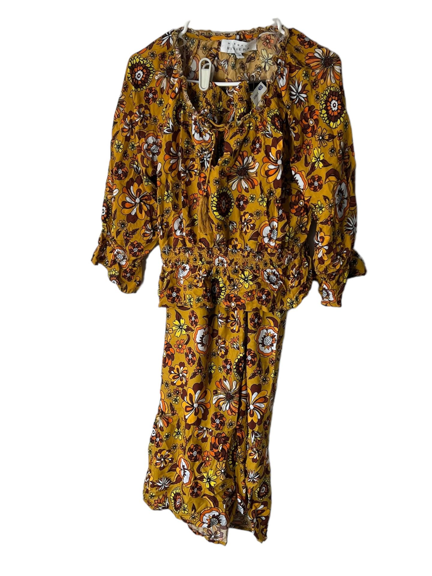 Margaux Riviera Women's Yellow Floral 2 Pieces Skirt Top Bohemian Chic Sz 1X  This Margaux Riviera women's skirt set is perfect for any occasion, whet