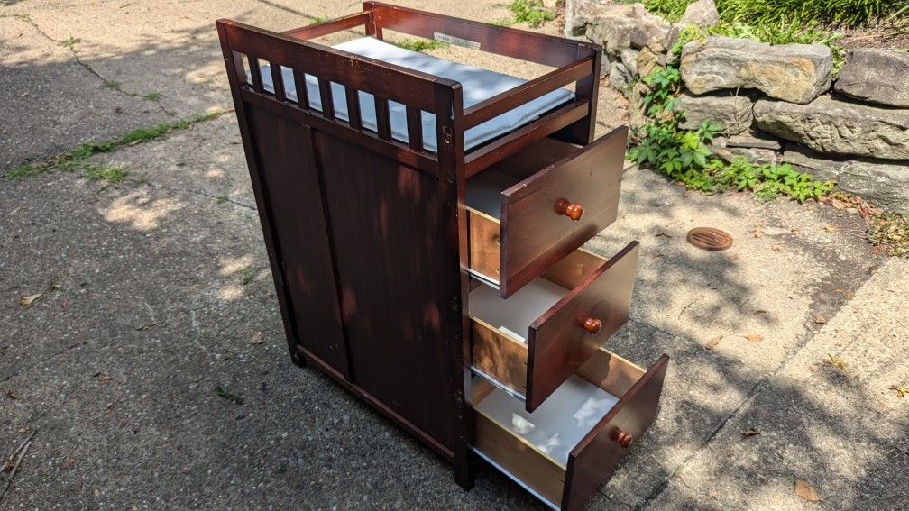 Baby Diaper Changing Table with Drawers and Shelves