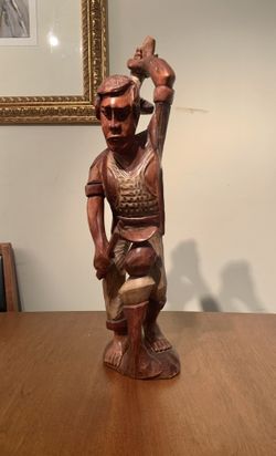 Mid Century Modern Teak Statue / Vintage