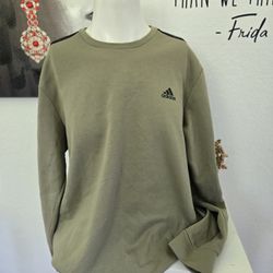 Adidas Mens Pullover Olive Green Crewneck Sweatshirt Size XL 