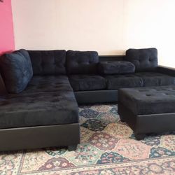 BRAND NEW REVERSIBLE SECTIONAL SOFA WITH DROP DOWN TABLE AND STORAGE OTTOMAN 
