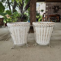 White Rope Clay Pots, Planters, Plants. Talavera, Pottery $65 cada una