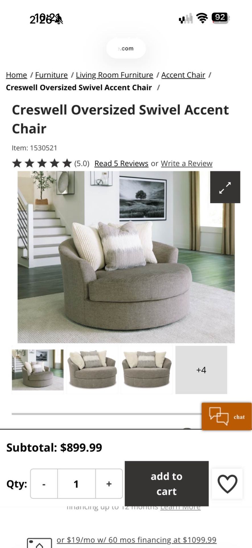 Ashley Furniture Swivel Chair 