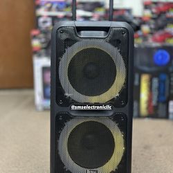 memorial day limited day sale Rechargeable extra bass Bluetooth Party speaker with two wireless mic