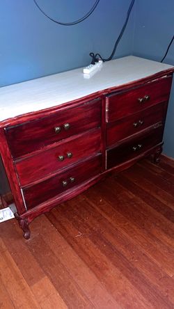 Vintage cherry dresser with mirror
