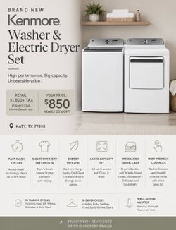 ✨ BRAND NEW Kenmore Top Load Washer & Electric Dryer Set ✨🧺