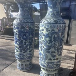 Oriental Porcelain Hand Painted Vases