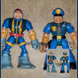 X2 TODDLER CHILD KID CHILDREN FISHER PRICE RESCUE HEROES POLICE OFFICER SCUBA DIVER GIL GRIPPER ACTION FIGURE TOY FIGURINE SET