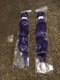 20” purple braiding hair (2packs) with small bag of rubber bands