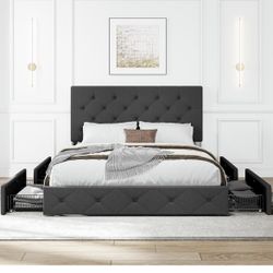 Bed Frame With 4 Sided Drawers 