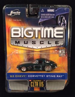 Jada Toys BIGTIME Muscle ‘63 Chevy Corvette Sting Ray • 2006 Wave 6 • Green With BF Goodrich Raised Whites