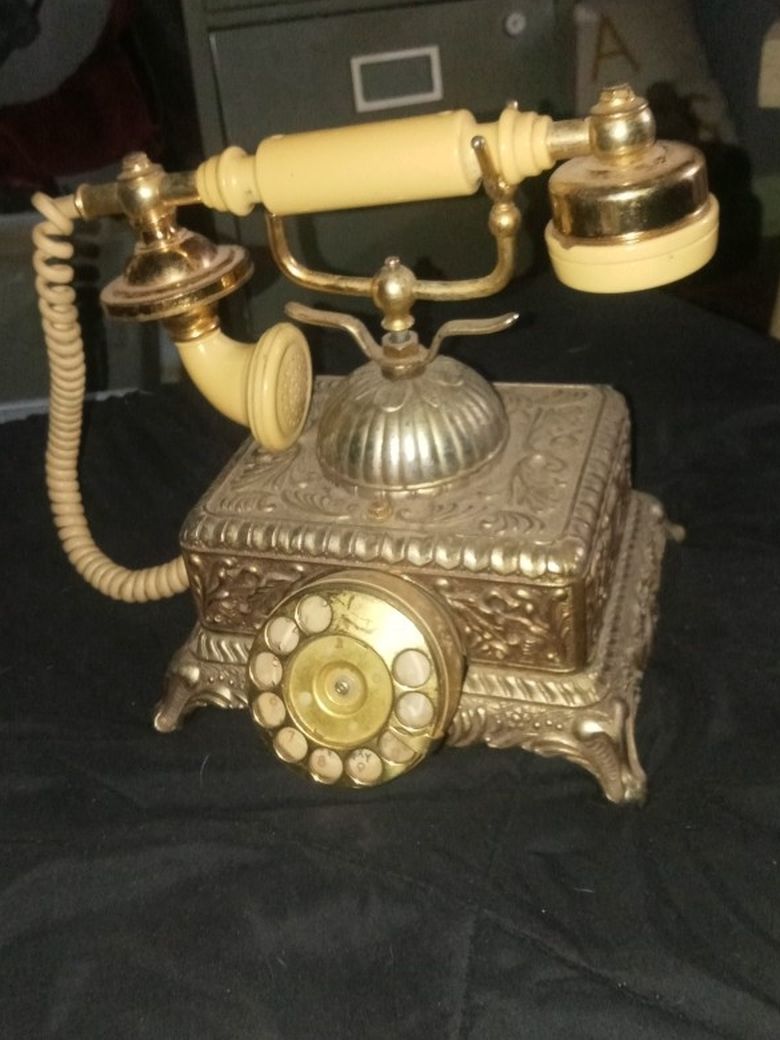 Vintage Japan Imperial Victorian French Style Rotary Brass Phone