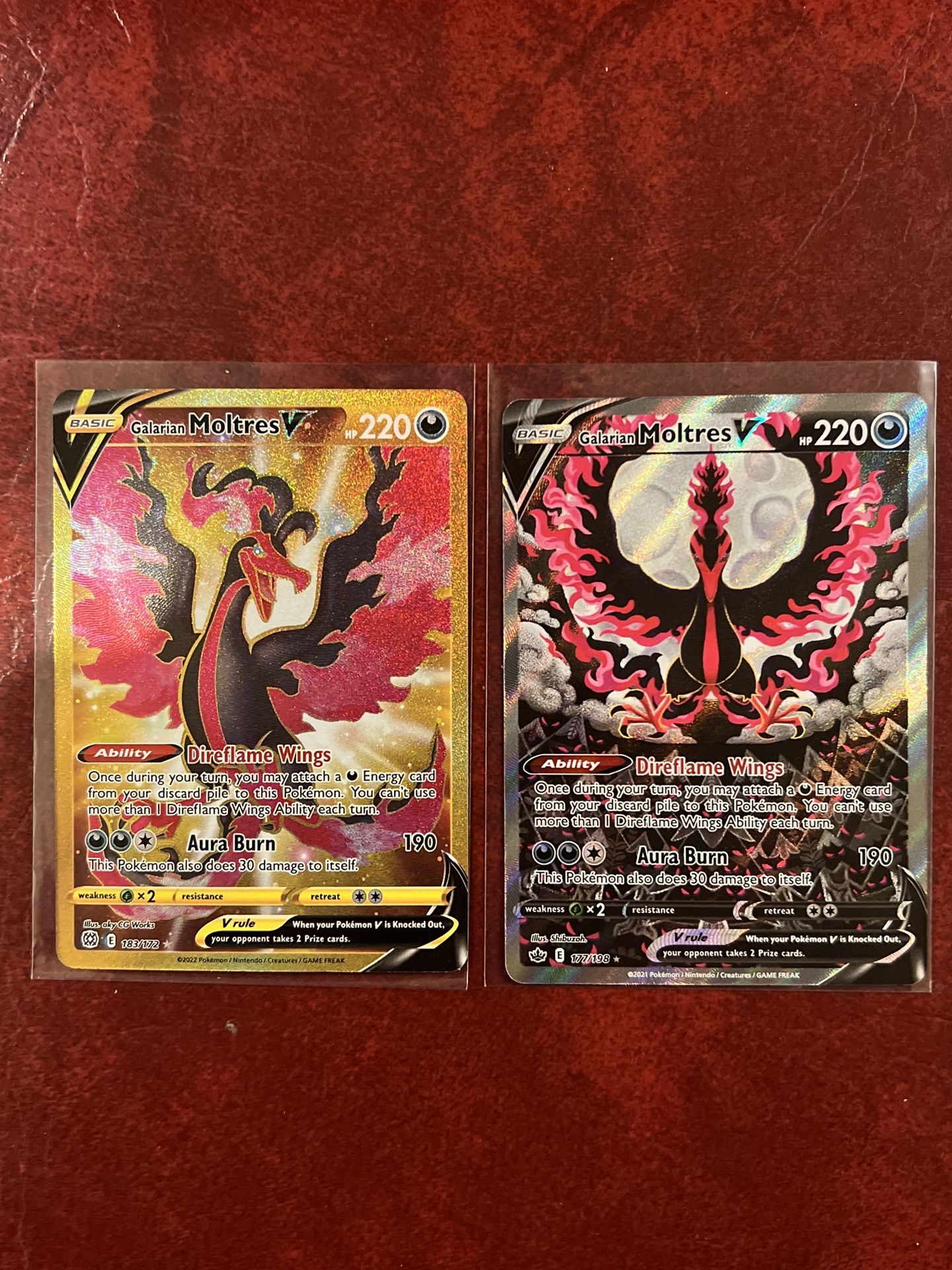 Galarian Moltres V Alt Art Chilling Reign 177/198 And...