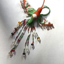 Huichol Beaded Hummingbird Mexican Folk Art Bird 6” Sun Catcher 