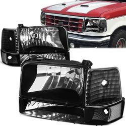 LA Zona Auto Parts 1992 to 1996 Ford F150 F250 F350 Headlights Luces Micas Calaveras Faros Negros