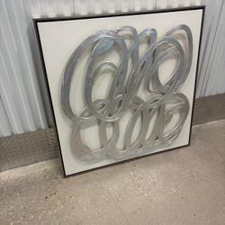 Modern  art piece. Gold frame, silver leaf sculpture.. ready to hang 49” x 49” . $250