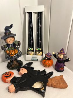 90s vintage Halloween Witch Figurine Lot Damaged Chipped Crafting Repair Midwest As-Is