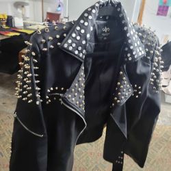 Faux Leather Spiked Jacket