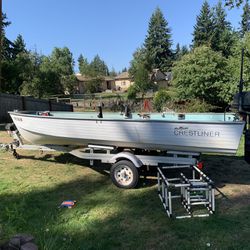 16ft. Aluminum Boat With Trailer And 25hp Outboard 