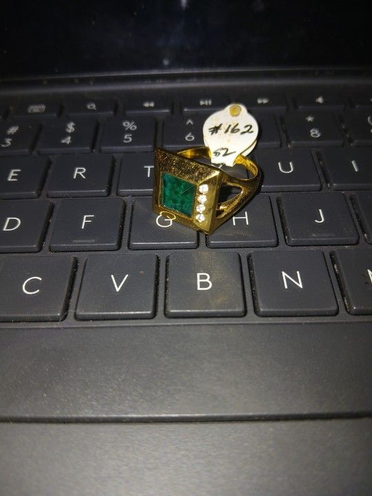 18k GOLD Plated Emerald Ring