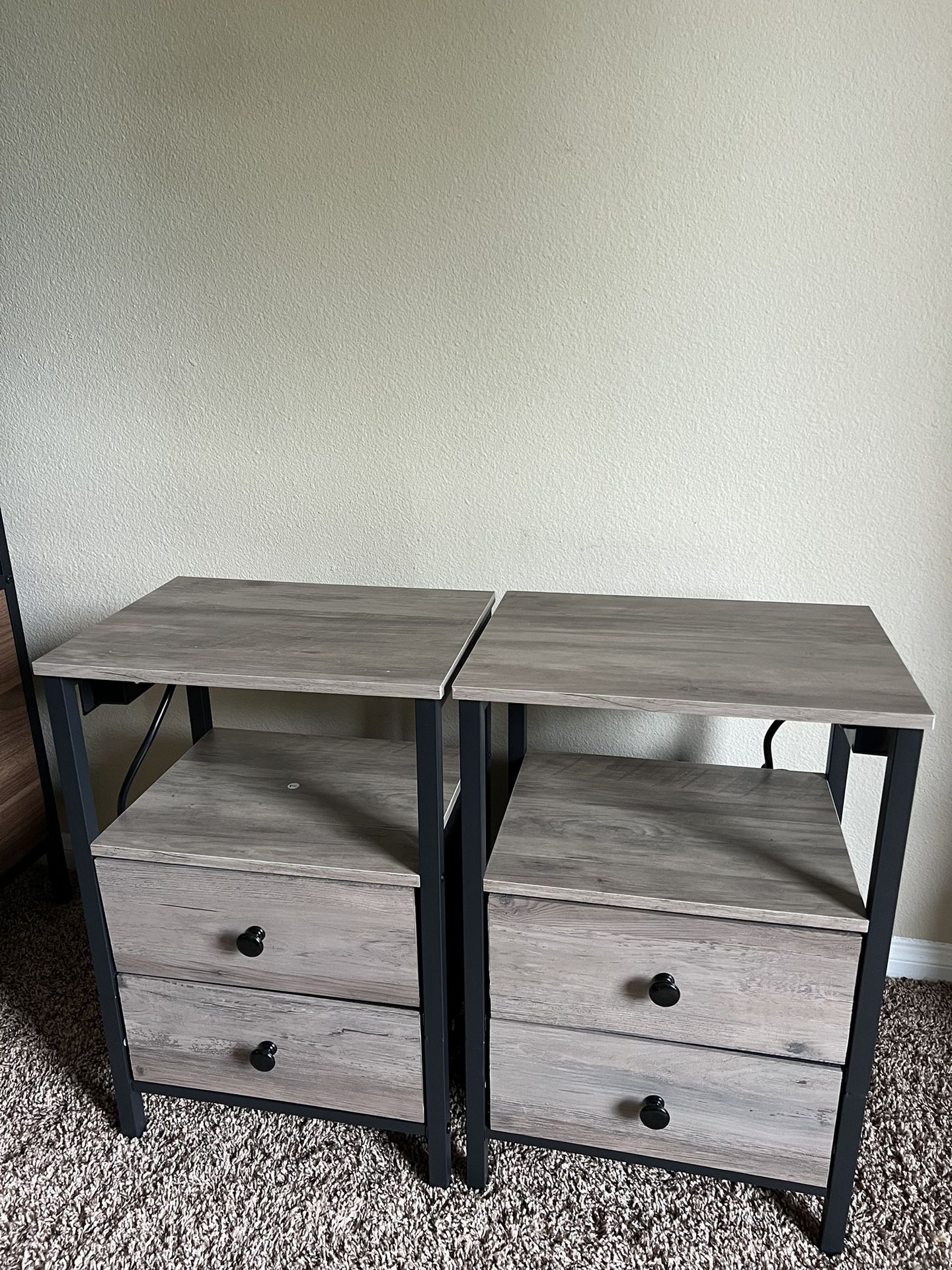 Nightstands with Charging Station, Night Stand with LED Lights
