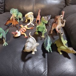 A Bakers Dozen Plastic Dinosaurs 