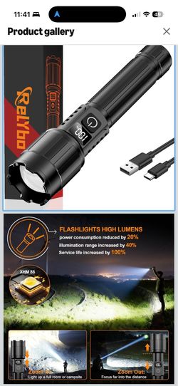 LED Flashlight Rechargeable 20000 High Lumens, Long Range & 12H Runtime | Super Bright Flashlights USB C, Stepless Dimming with LCD Display High Power